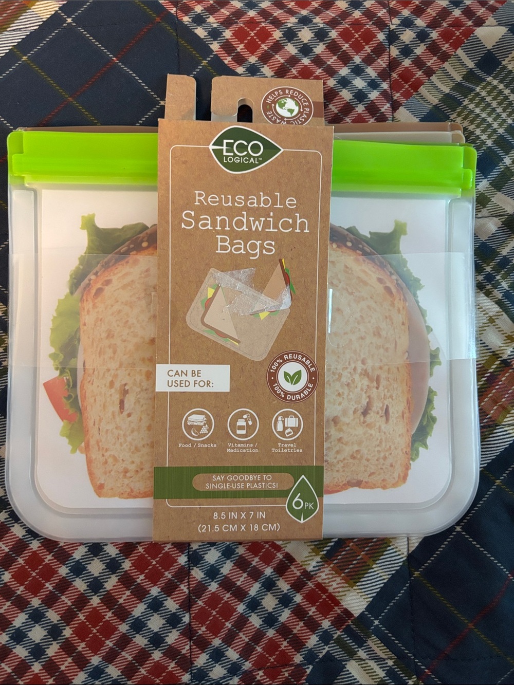 Reusable Sandwich Bags - Green (6 Pack)